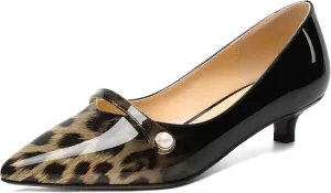 ROSERWISH Womens Evening Dress Wedding Slip On Pointed Toe Patent Kitten Low Heel Pumps Shoes 1.5 Inch