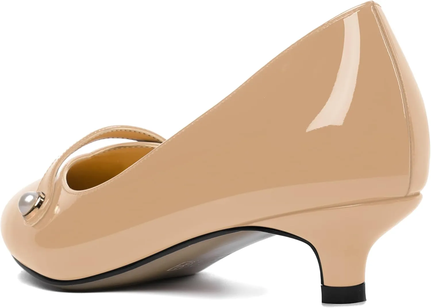 ROSERWISH Womens Evening Dress Wedding Slip On Pointed Toe Patent Kitten Low Heel Pumps Shoes 1.5 Inch