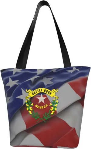 Rqwaaed America USA Nevada State Flag Women'S Casual One Shoulder Carry Shopping Bag Large Capacity Working Storage Handbag