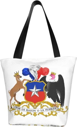 Rqwaaed Coat of Arms Chile Women'S Casual One Shoulder Carry Shopping Bag Large Capacity Working Storage Handbag