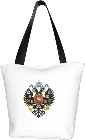Rqwaaed Coat of Arms of Russian Women'S Casual One Shoulder Carry Shopping Bag Large Capacity Working Storage Handbag