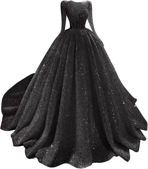 RYANTH Beaded Sequin Wedding Dress for Bride Sparkly Long Sleeves Bridal Ball Gown Luxury Wedding Dresses RDX-W29