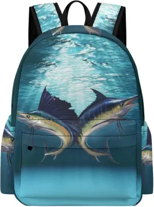Sailfish and Marlin Fashion Laptop Backpack Purse Travel Backpack Casual Shoulder Bag for Work Shopping Camping