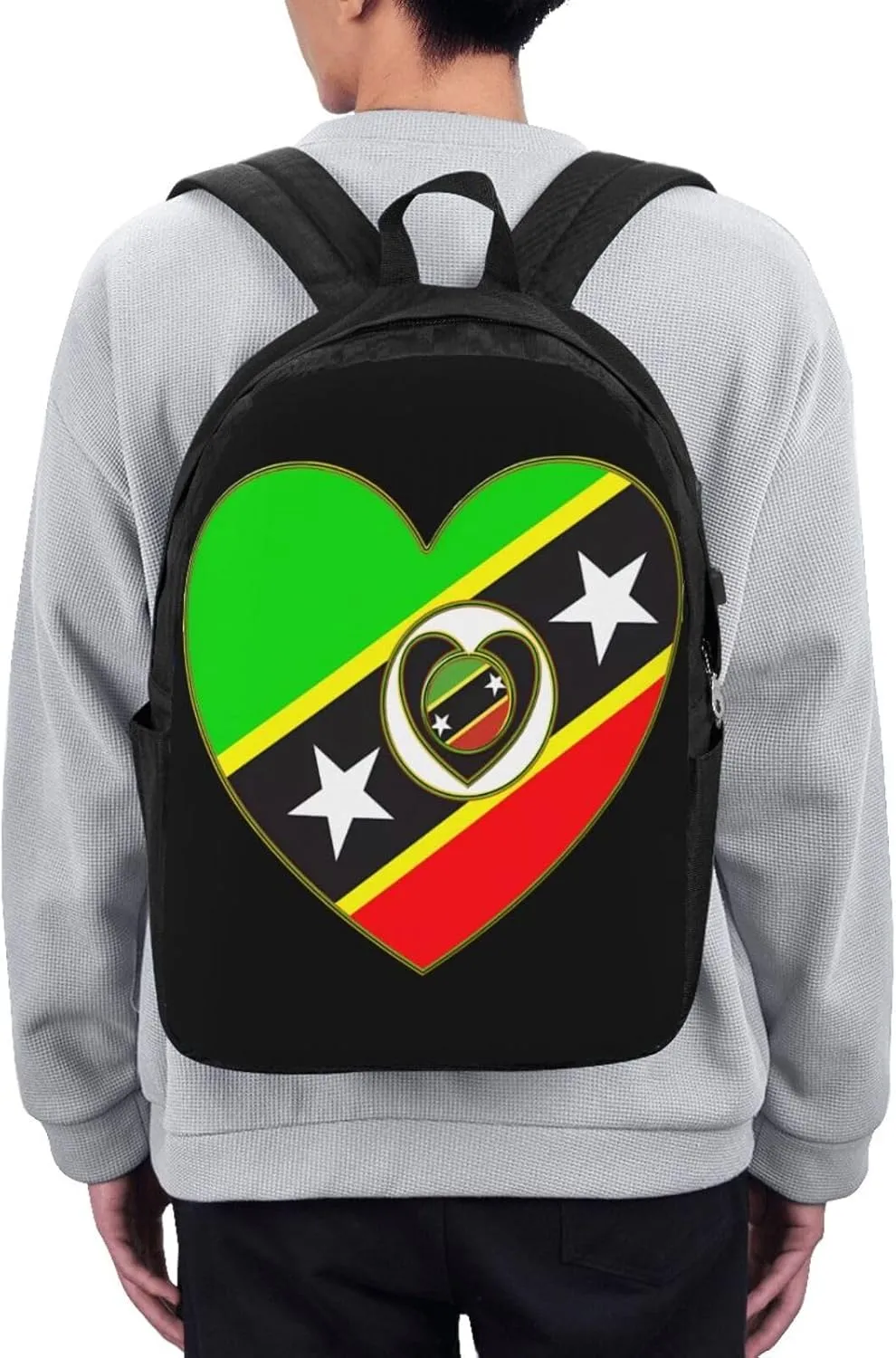 Saint Kitts Nevis Flag Laptop Backpacks Travel Backpack Casual Business Daypack Sport Rucksack Computer Bag Fits up to 17 Inch Notebook with USB Port