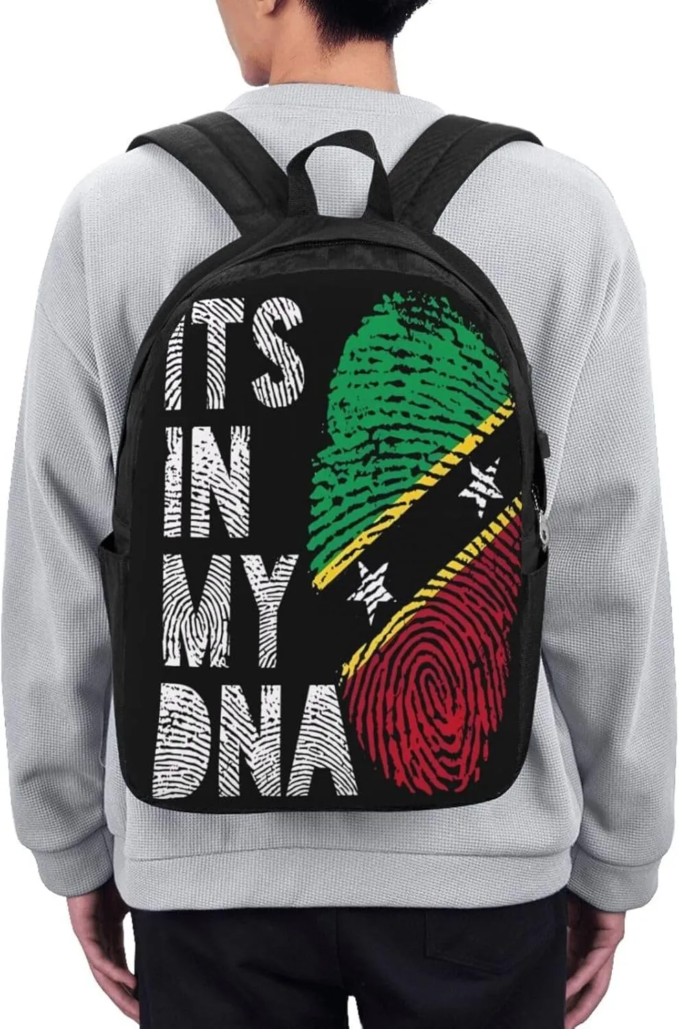 Saint Kitts Nevis Roots Flag Fingers Laptop Backpacks Travel Backpack Casual Business Daypack Sport Rucksack Computer Bag Fits up to 17 Inch Notebook with USB Port