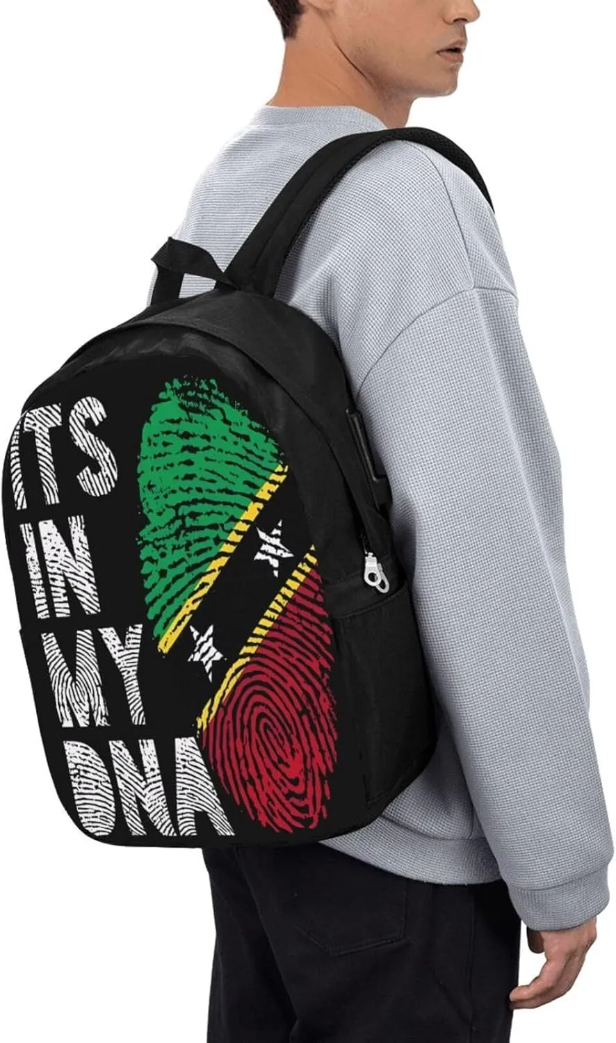 Saint Kitts Nevis Roots Flag Fingers Laptop Backpacks Travel Backpack Casual Business Daypack Sport Rucksack Computer Bag Fits up to 17 Inch Notebook with USB Port