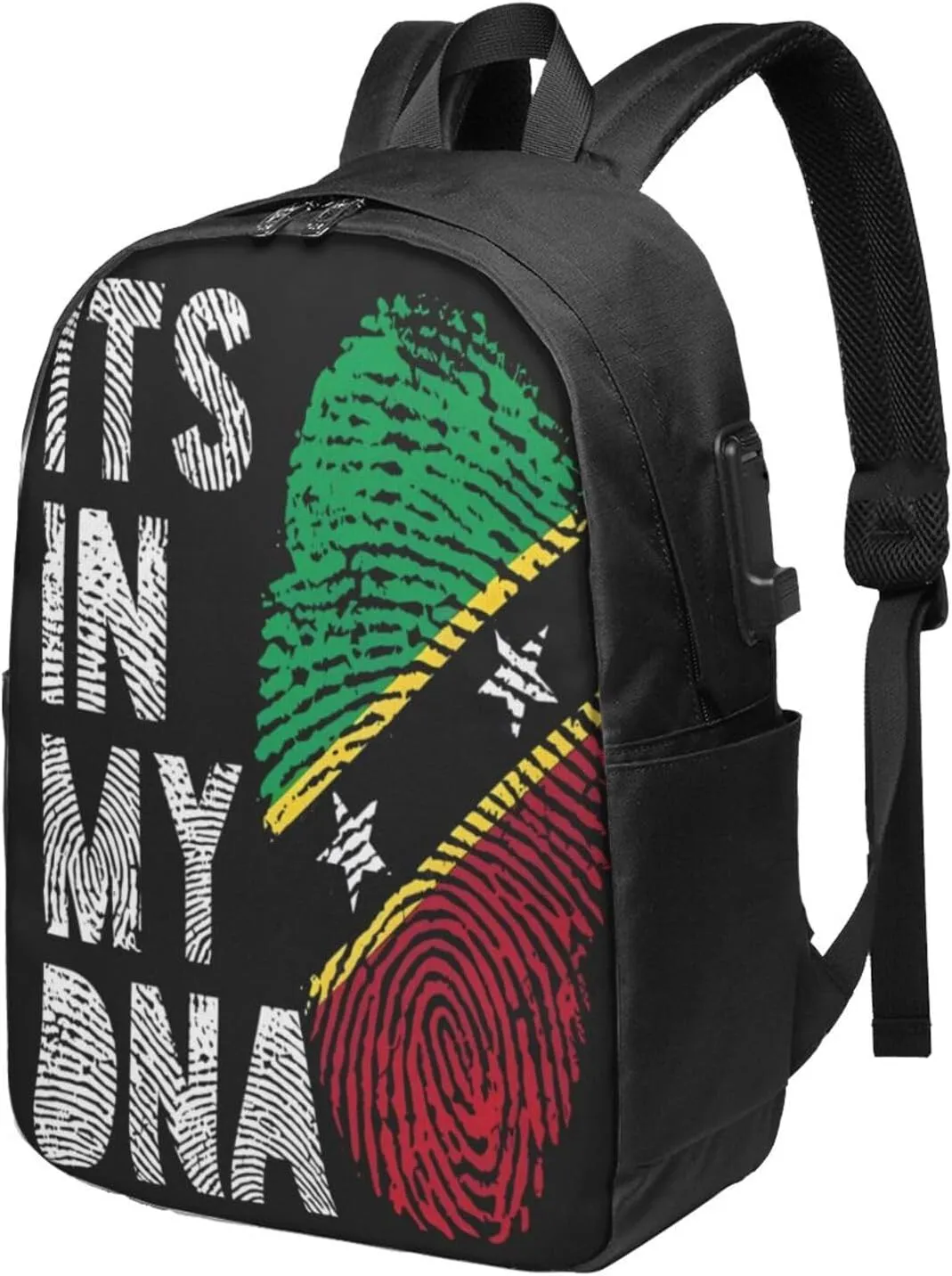 Saint Kitts Nevis Roots Flag Fingers Laptop Backpacks Travel Backpack Casual Business Daypack Sport Rucksack Computer Bag Fits up to 17 Inch Notebook with USB Port