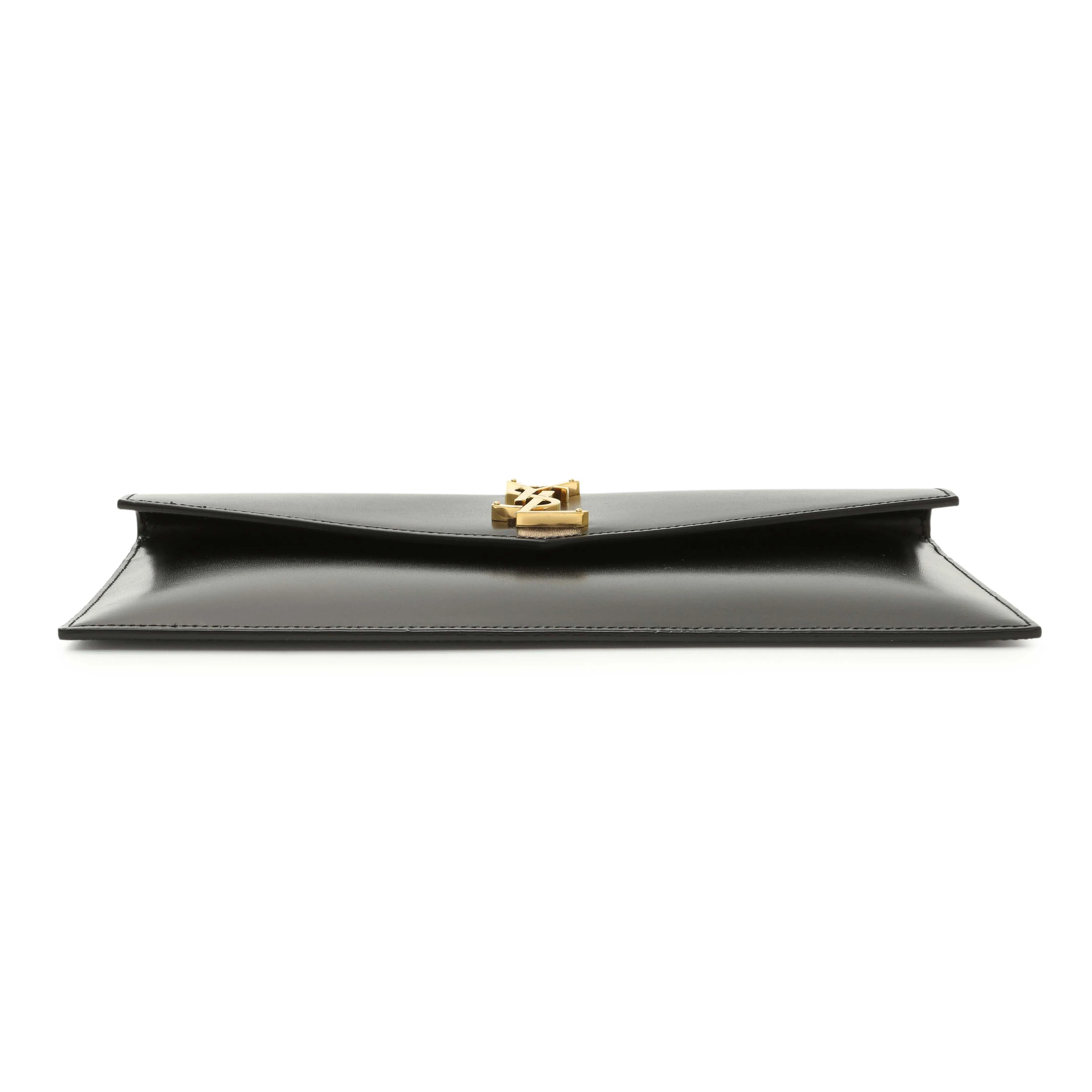Saint Laurent Black Smooth Shiny Calfskin Monogram Uptown Pouch
