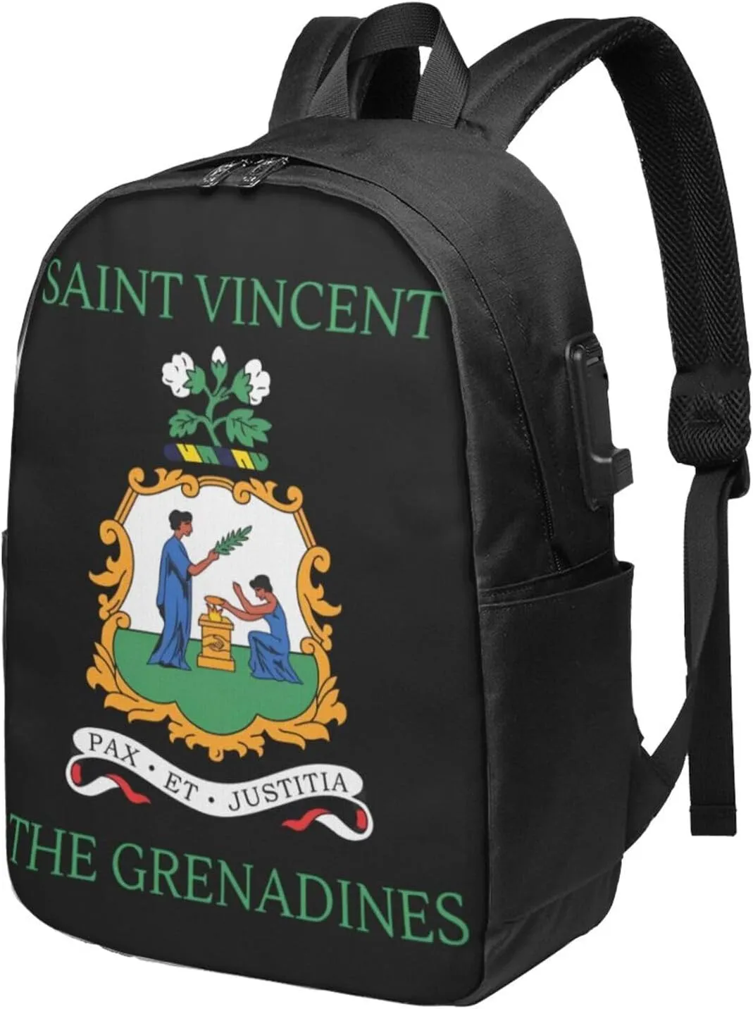 Saint Vincent Grenadines Flags Laptop Backpacks Travel Backpack Casual Business Daypack Sport Rucksack Computer Bag Fits up to 17 Inch Notebook with USB Port