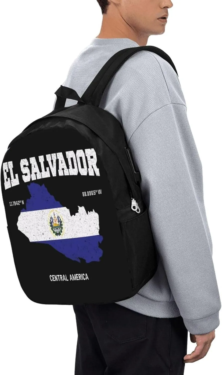 Salvadoran El Salvador Map Flag Laptop Backpacks Travel Backpack Casual Business Daypack Sport Rucksack Computer Bag Fits up to 17 Inch Notebook with USB Port