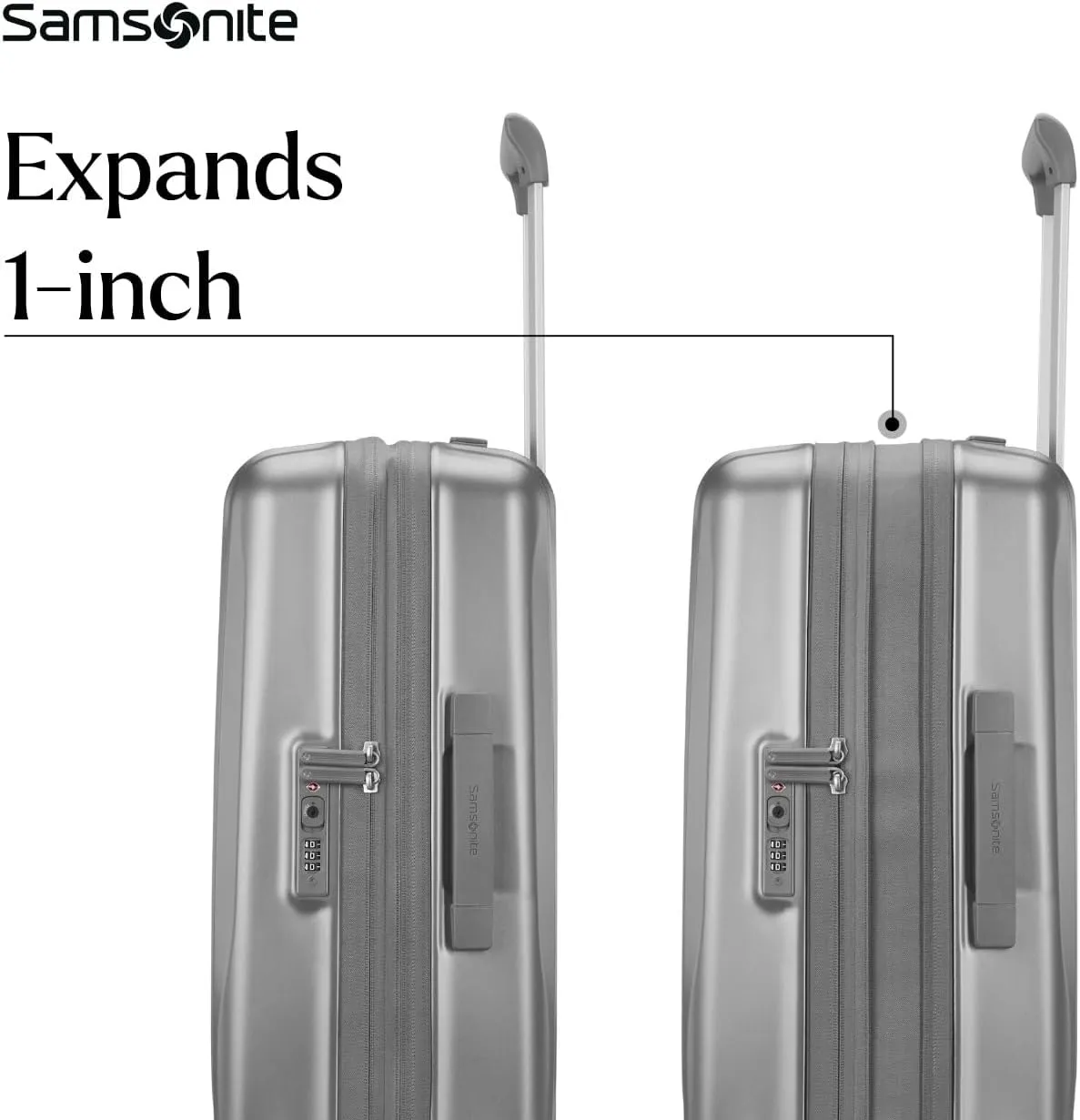 Samsonite UpLIFT 19" Lightweight Hardside Carry-On Luggage with Spinner Wheels - Expandable - Airline-Approved, Polycarbonate Hard Suitcase for Ultra Lightweight Travel - Silver Shimmer