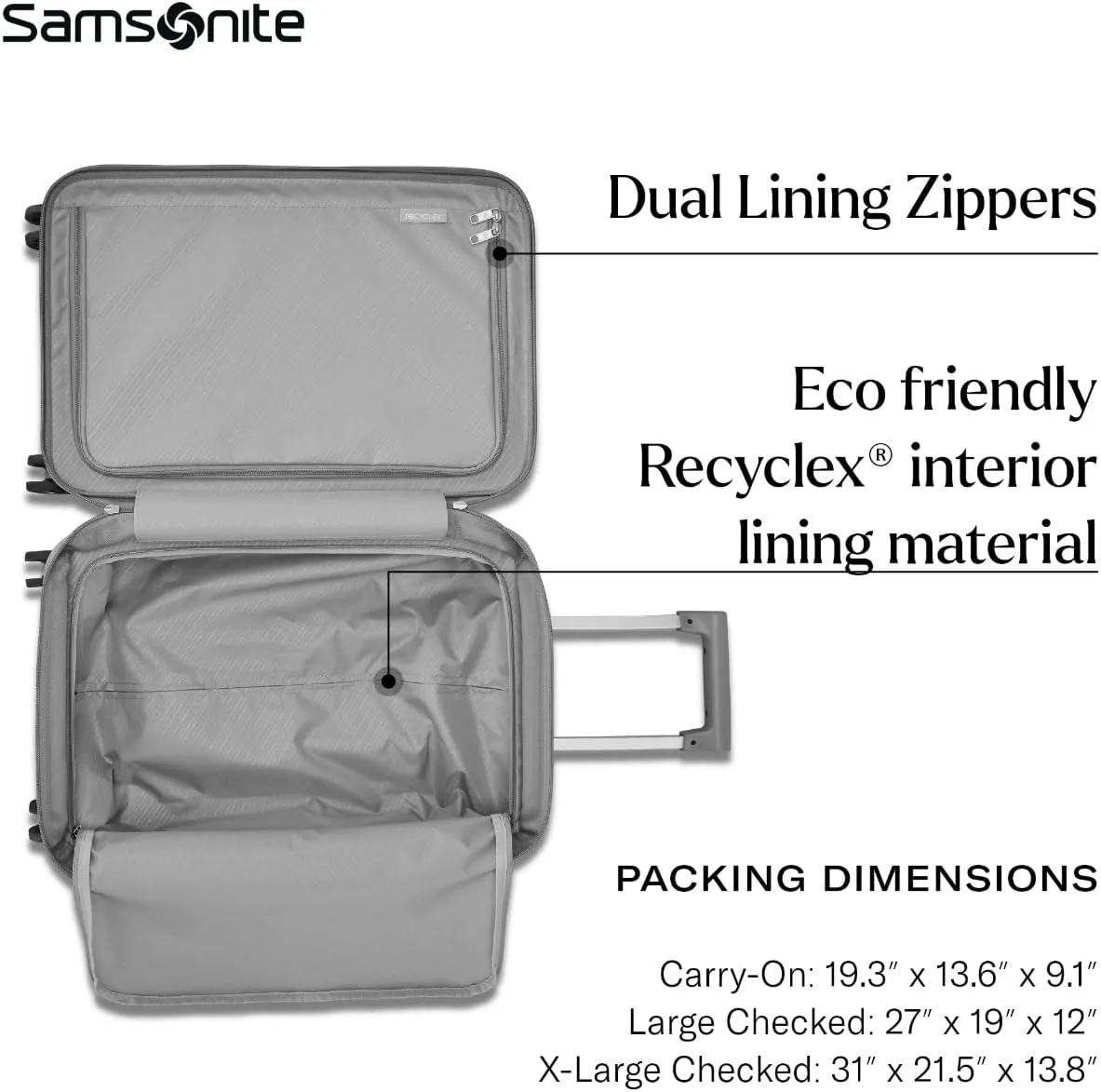 Samsonite UpLIFT 19" Lightweight Hardside Carry-On Luggage with Spinner Wheels - Expandable - Airline-Approved, Polycarbonate Hard Suitcase for Ultra Lightweight Travel - Silver Shimmer