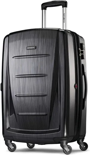 Samsonite Winfield 2 Hardside Expandable Luggage with Spinner Wheels, Brushed Anthracite, Checked-Medium 24-Inch