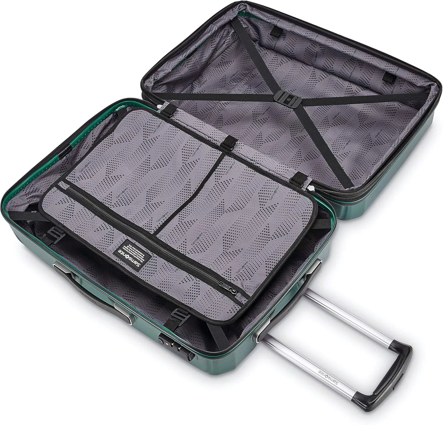 Samsonite Winfield 3 DLX Hardside Expandable Luggage with Spinners, Checked-Large 28-Inch, Emerald