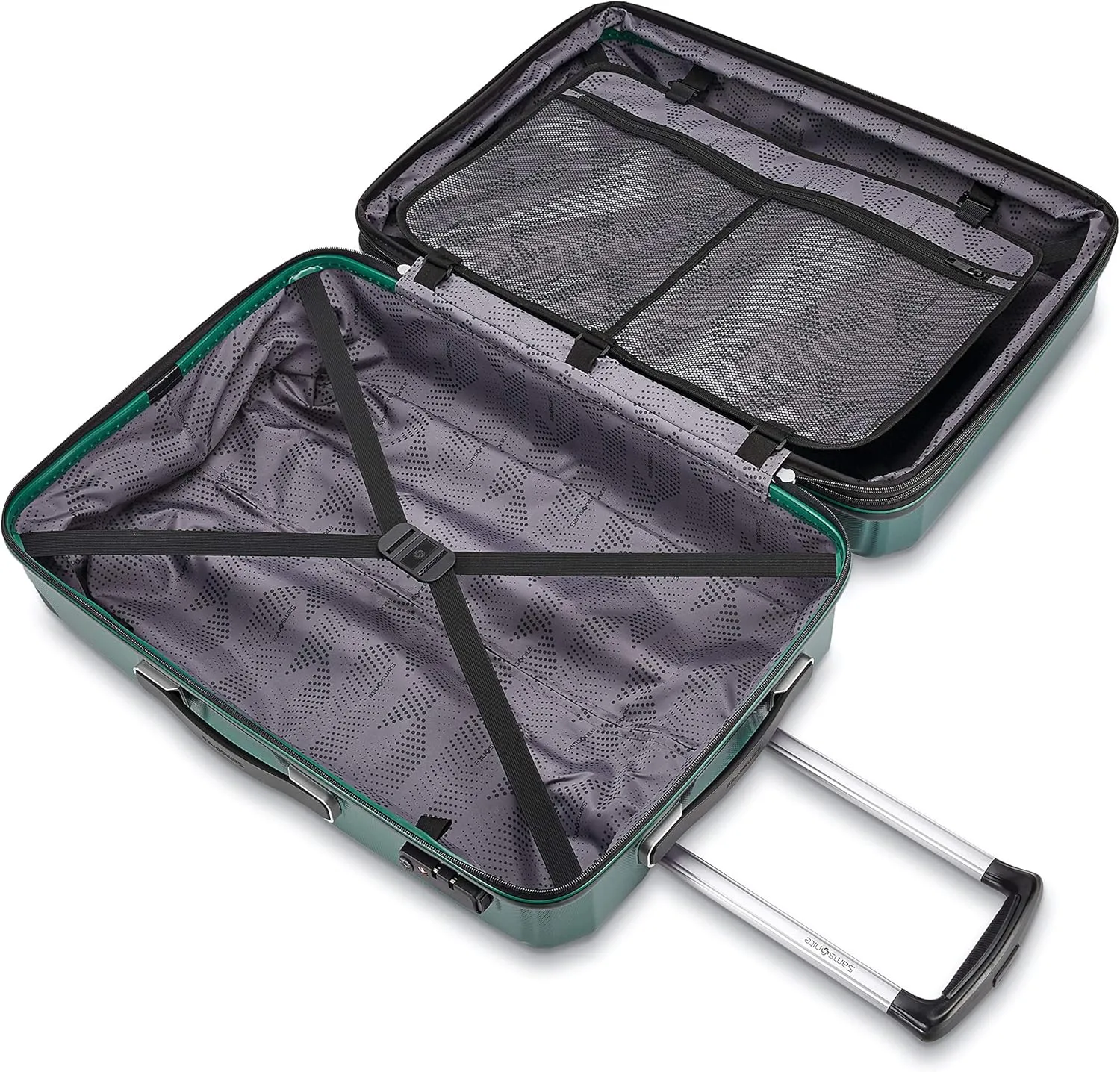 Samsonite Winfield 3 DLX Hardside Expandable Luggage with Spinners, Checked-Large 28-Inch, Emerald
