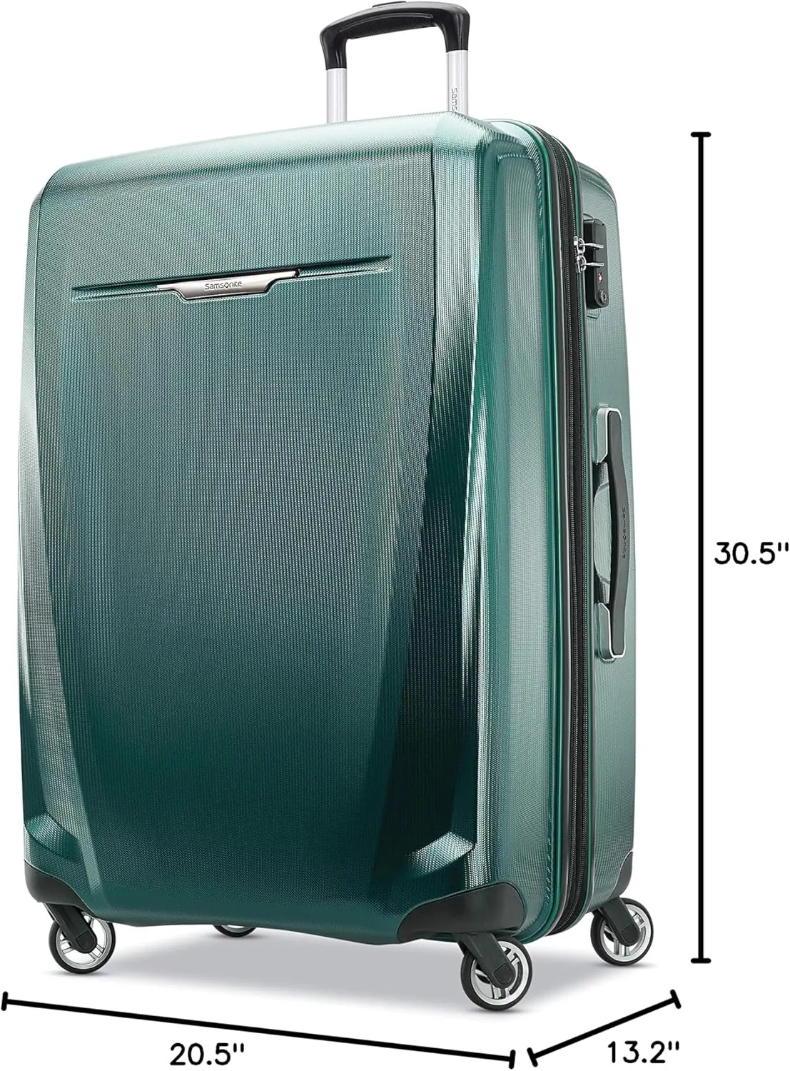 Samsonite Winfield 3 DLX Hardside Expandable Luggage with Spinners, Checked-Large 28-Inch, Emerald