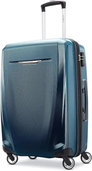 Samsonite Winfield 3 DLX Hardside Expandable Luggage with Spinners, Navy, Checked-Medium 25-Inch
