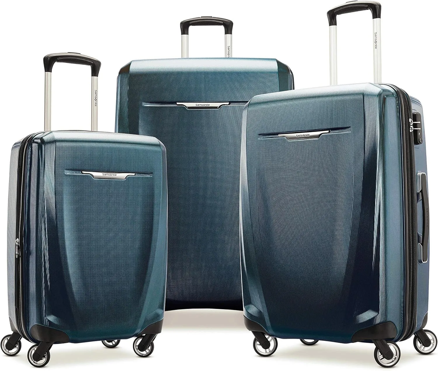 Samsonite Winfield 3 DLX Hardside Expandable Luggage with Spinners, Navy, Checked-Medium 25-Inch
