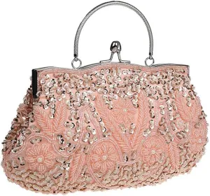 Satin Purse Evening Handbags Wedding Bag Beaded Sequins Clutch for Party