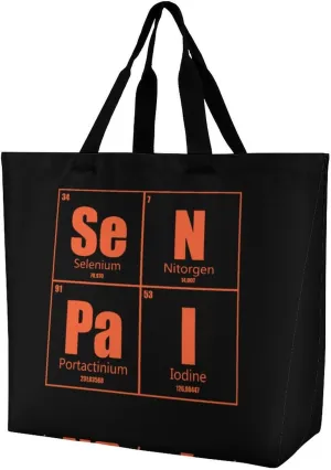 Senpai Periodic Table Women's Shoulder Shopping Bags Foldable Tote Bag Large Capacity Handbag for Work Travel