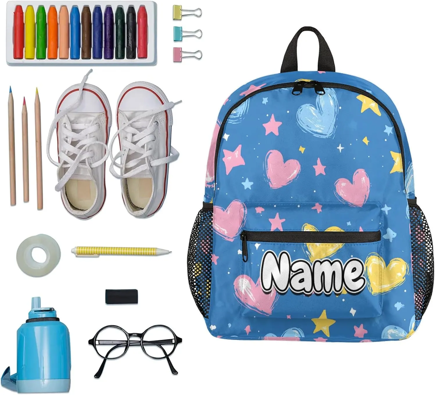 Shaped Heart Personalized Backpack Bag with Name Lightweight Custom Shoulder Bags Waterproof Casual Backpacks Travel Laptop Bag for Work Picnic 12in