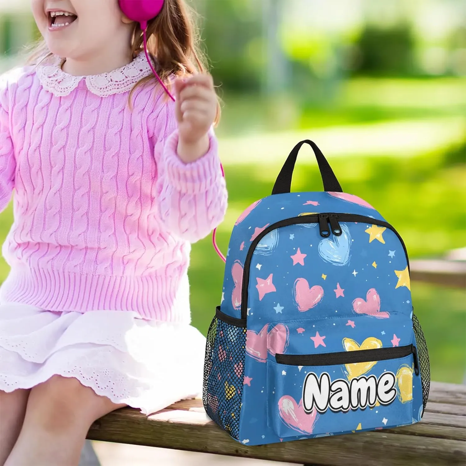 Shaped Heart Personalized Backpack Bag with Name Lightweight Custom Shoulder Bags Waterproof Casual Backpacks Travel Laptop Bag for Work Picnic 12in