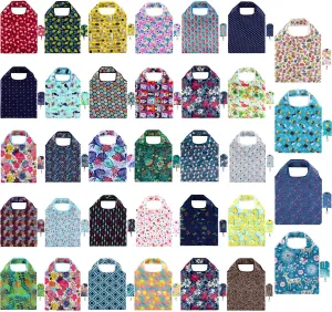 Shappy 34 Pcs Reusable Floral Grocery Bags Foldable Nylon Washable Extra Large Cute Flower Tote Bags with Attached Pouch for Women Shopping Supplies