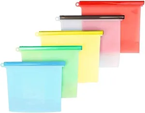 Shark Lock Silicone Food Storage Bag (6 Bags) 2 New 10 Ounce Silicone Snack Bags, 2 Med Reusable Sandwich Bags, 2 Large Reusable Silicone Food Bag, Silicone Storage Bags Reusable