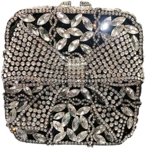 Shining Ladies Bow Knot Evening Clutch Crystal Handbag Rhinestone Shoulder Bag Diamond Purse for Wedding Prom Party