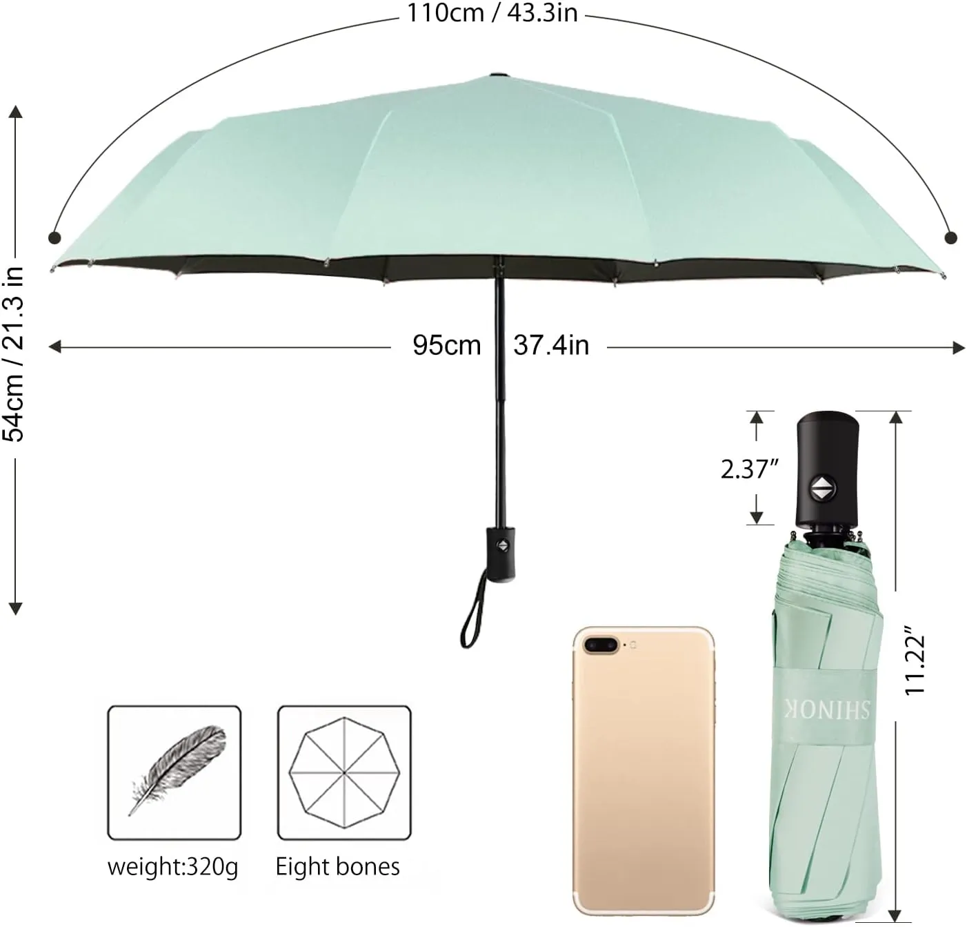 Shinok Travel Umbrella Compact Folding Sun Umbrellas Lighweight Auto Open Close for Women Parasol