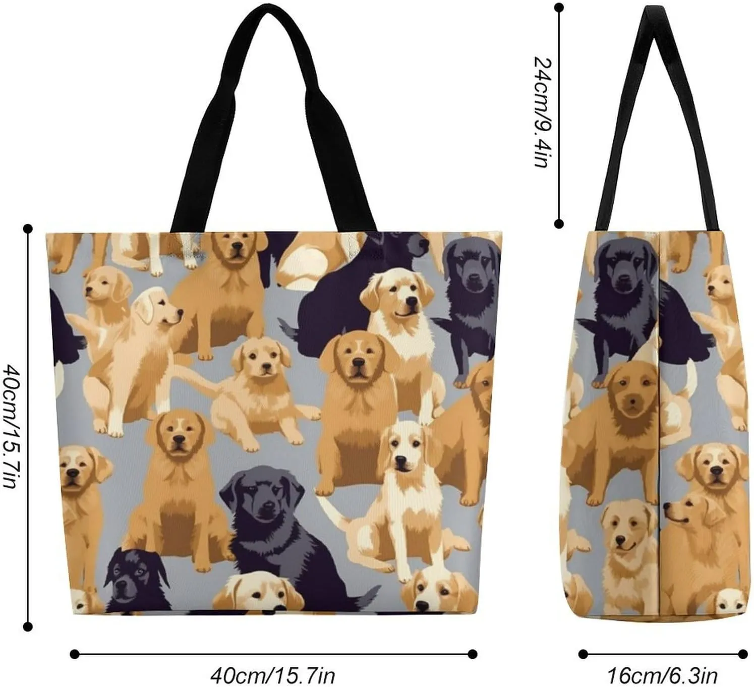 Shopping Bag for Women, Dog Pattern Tote Bag, Large Capacity Shoulder Bags for Groceries Travel