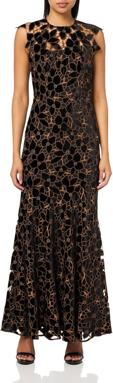 Shoshanna Women's Velvet Floral Lace Carlotta Dress