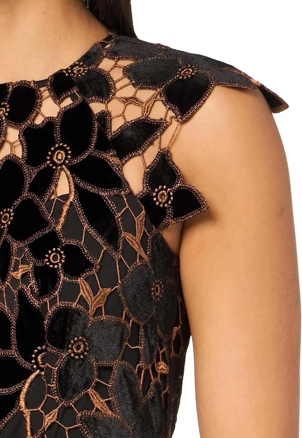 Shoshanna Women's Velvet Floral Lace Carlotta Dress