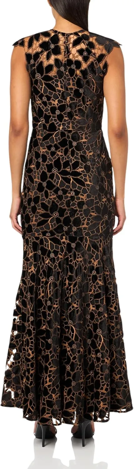 Shoshanna Women's Velvet Floral Lace Carlotta Dress