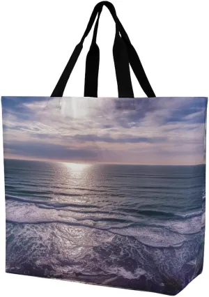 Shoulder Bag Casual Work Bag for Women Atlantic Ocean Large Capacity Bags for Shopping,Travel Beach Gym