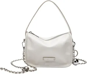 Shoulder Bags for Women, Cute Hobo Tote Handbag Mini Clutch Purse with Zipper Closure (Silver White 1)