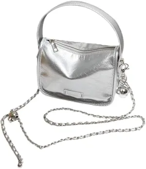Shoulder Bags for Women, Cute Hobo Tote Handbag Mini Clutch Purse with Zipper Closure (Silver White 1)