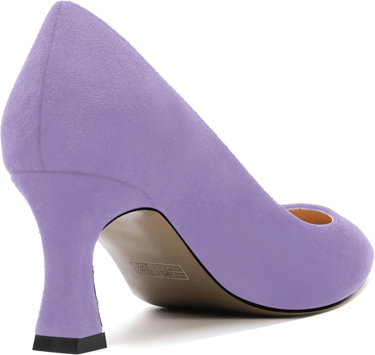 SHOWFOREST Womens Pointed Toe Slip On Evening Suede Dress Spool Mid Heel Pumps Shoes 2.5 Inch