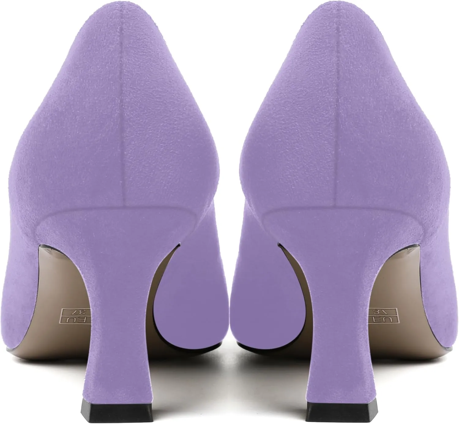 SHOWFOREST Womens Pointed Toe Slip On Evening Suede Dress Spool Mid Heel Pumps Shoes 2.5 Inch
