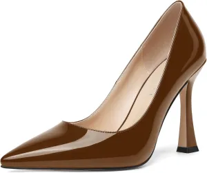 SHOWFOREST Womens Pointed Toe Slip On Sexy Evening Patent Stiletto High Heel Pumps Shoes 4 Inch
