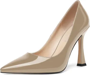 SHOWFOREST Womens Pointed Toe Slip On Sexy Evening Patent Stiletto High Heel Pumps Shoes 4 Inch