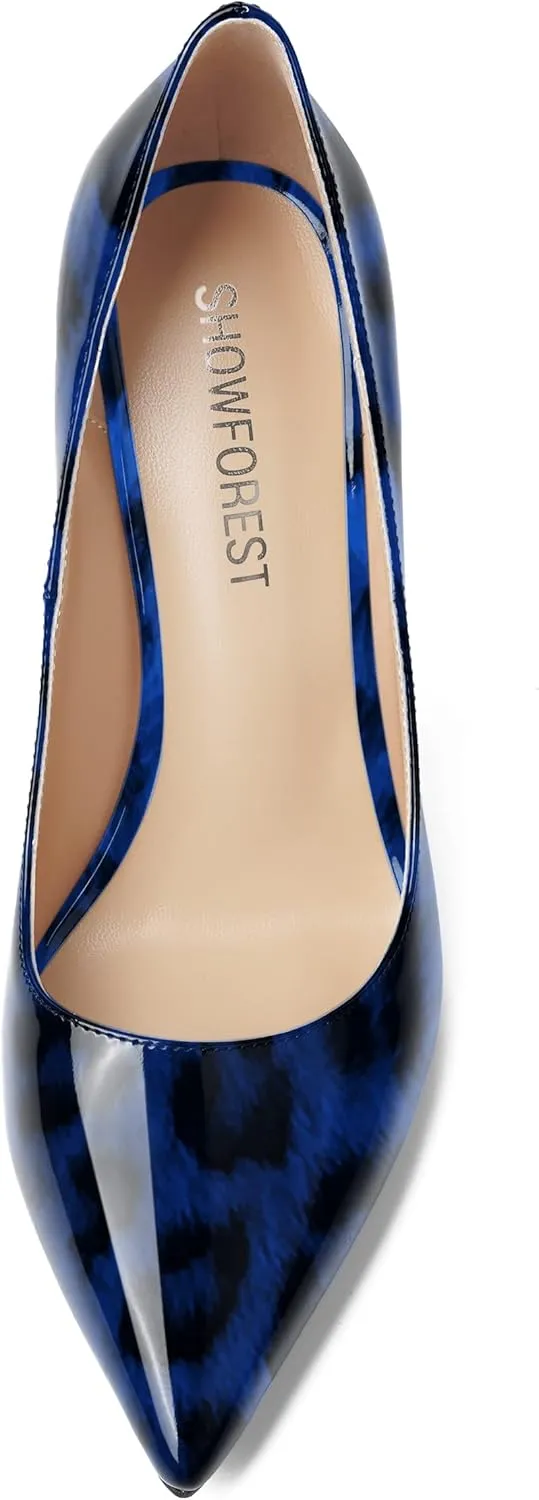 SHOWFOREST Womens Pointed Toe Slip On Sexy Evening Patent Stiletto High Heel Pumps Shoes 4 Inch