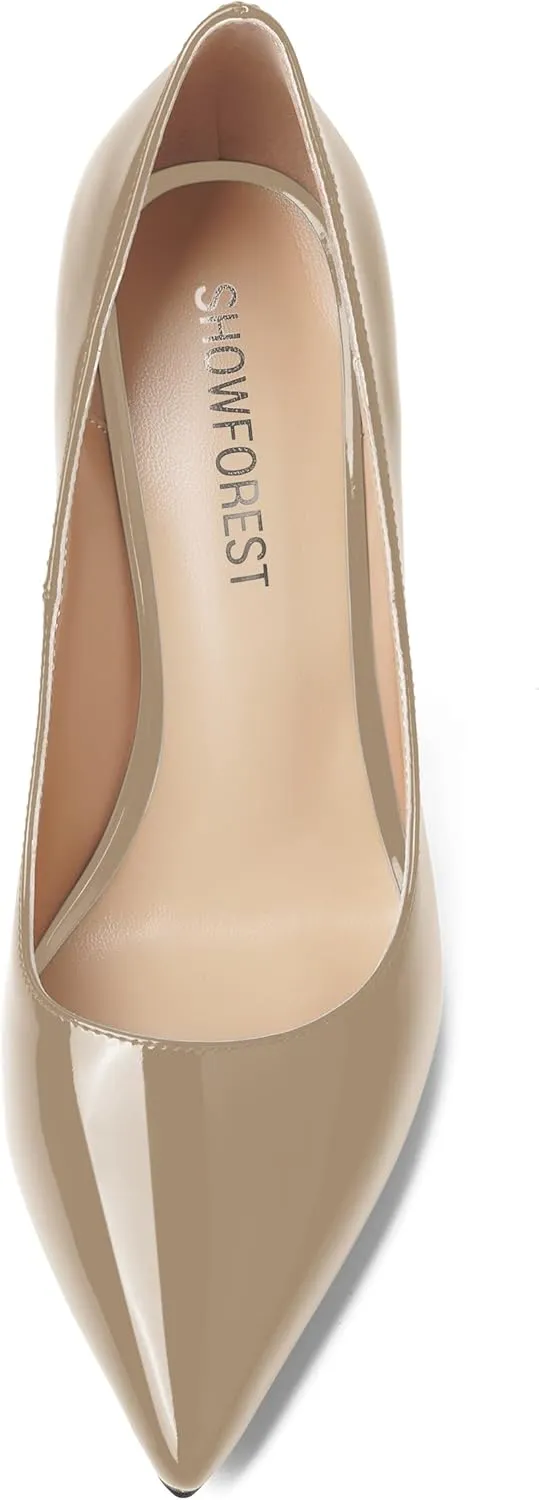 SHOWFOREST Womens Pointed Toe Slip On Sexy Evening Patent Stiletto High Heel Pumps Shoes 4 Inch