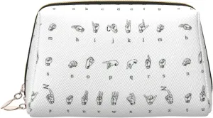 Sign Language Alphabet Travel-Ready Toiletry Bag, Compact Makeup Organizer For Women
