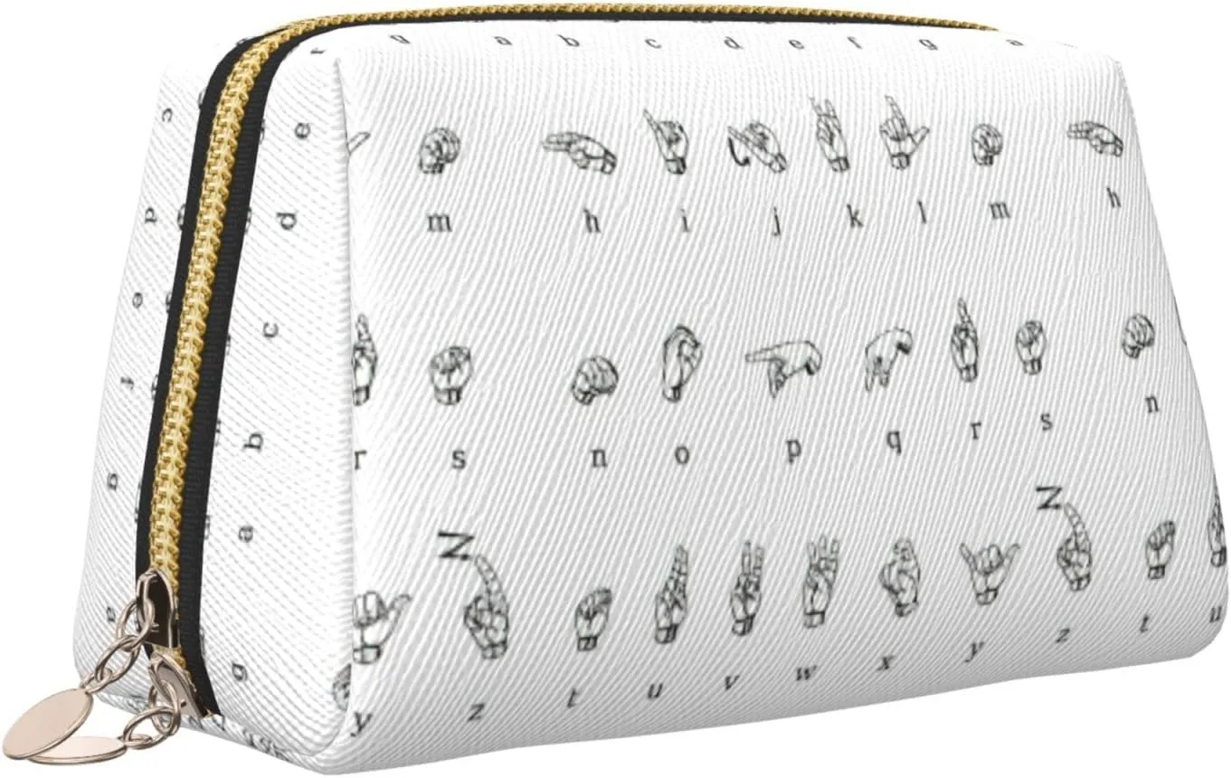 Sign Language Alphabet Travel-Ready Toiletry Bag, Compact Makeup Organizer For Women