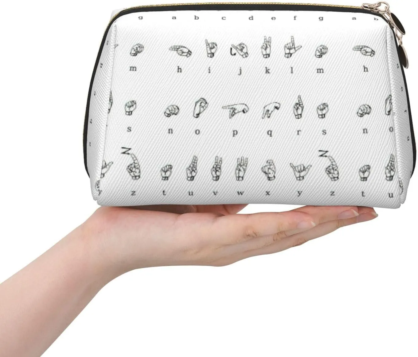 Sign Language Alphabet Travel-Ready Toiletry Bag, Compact Makeup Organizer For Women