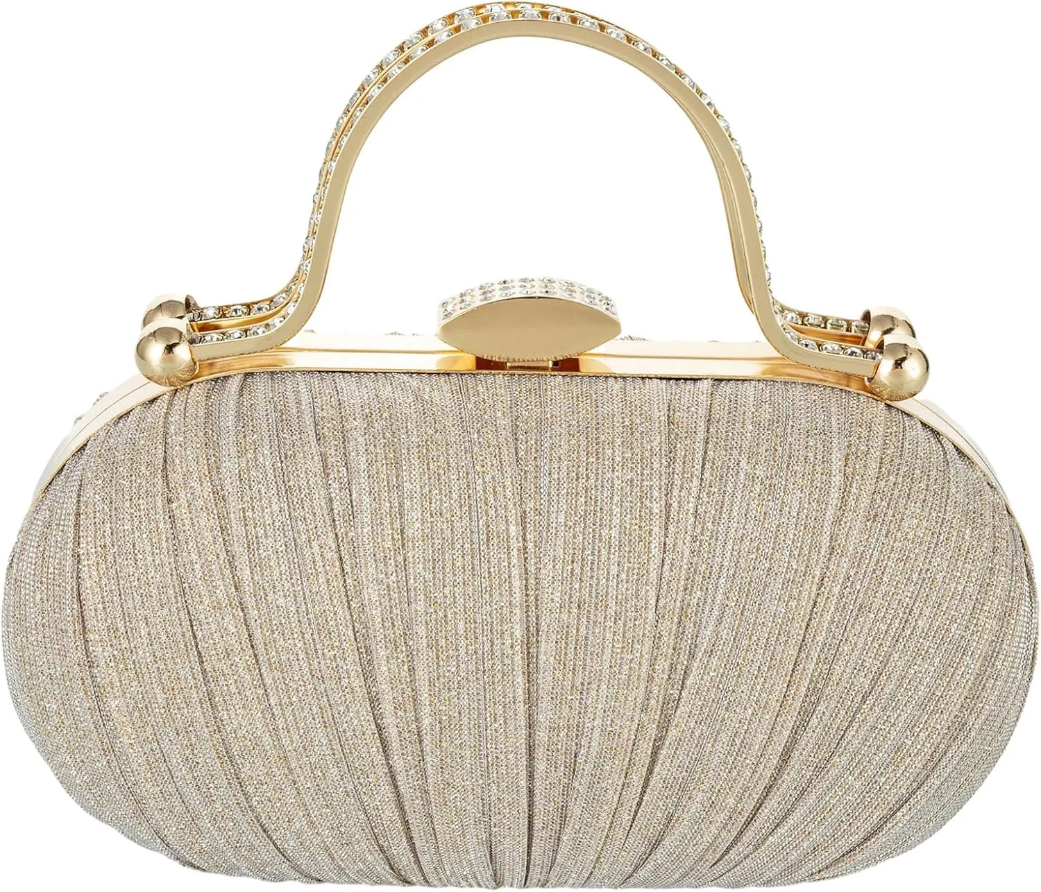 Simcat Women Gold Clutch Purses Glitter Evening Handbag Pleated Evening Bag for Lady Formal Bridal Wedding Prom