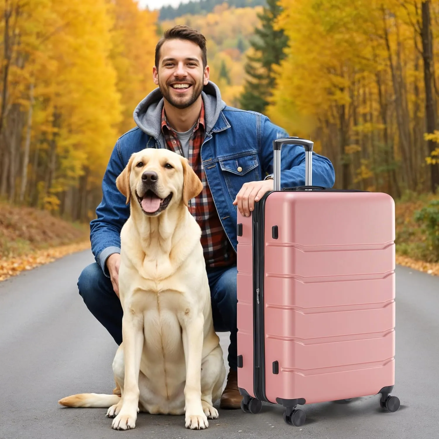 Simple Deluxe 20 Inch Hardside Carry On Luggage, Suitcase with Double Spinner Wheels & TSA Lock, Hard Shell, Expandable Rolling Lightweight, Pink
