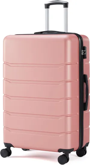 Simple Deluxe 20 Inch Hardside Carry On Luggage, Suitcase with Double Spinner Wheels & TSA Lock, Hard Shell, Expandable Rolling Lightweight, Pink