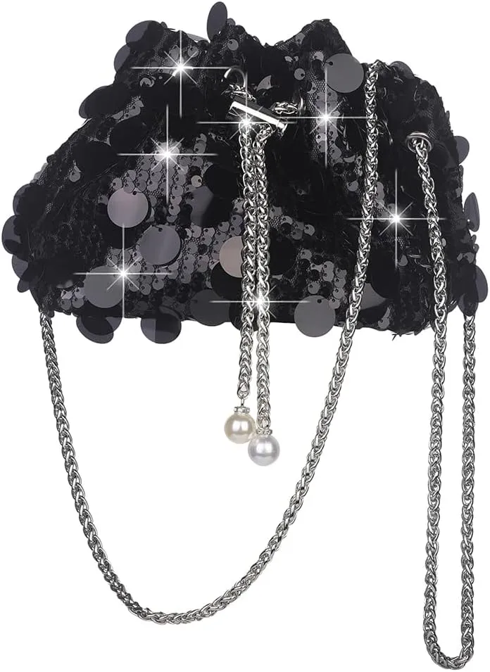 Sither Women's Evening Handbag Large Sequin Evening Bag Purses for Women Glitter Sparkly Handbag for Party